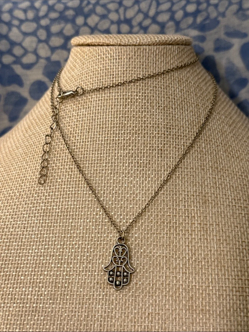 Silver Hamsa Hand Pendant Necklace - Delicate Everyday Layering